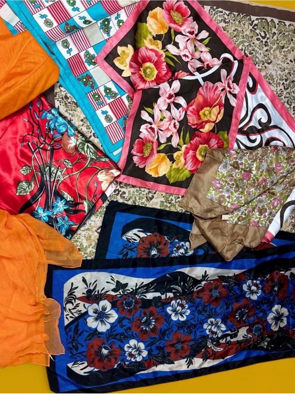 Beautiful colorful vintage Bundle of scarves and head wraps